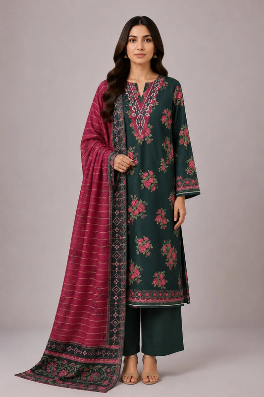3 PIECE - EMBROIDERED CAMBRIC SUIT
