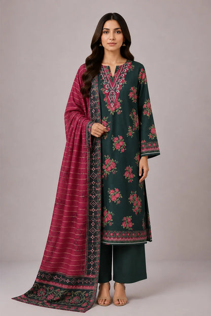 3 PIECE - EMBROIDERED CAMBRIC SUIT