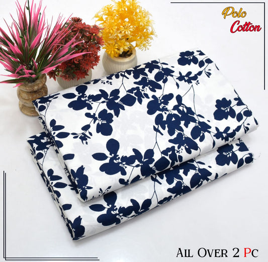 Polo cotton printed 2PC ladies suit on sale, front view.