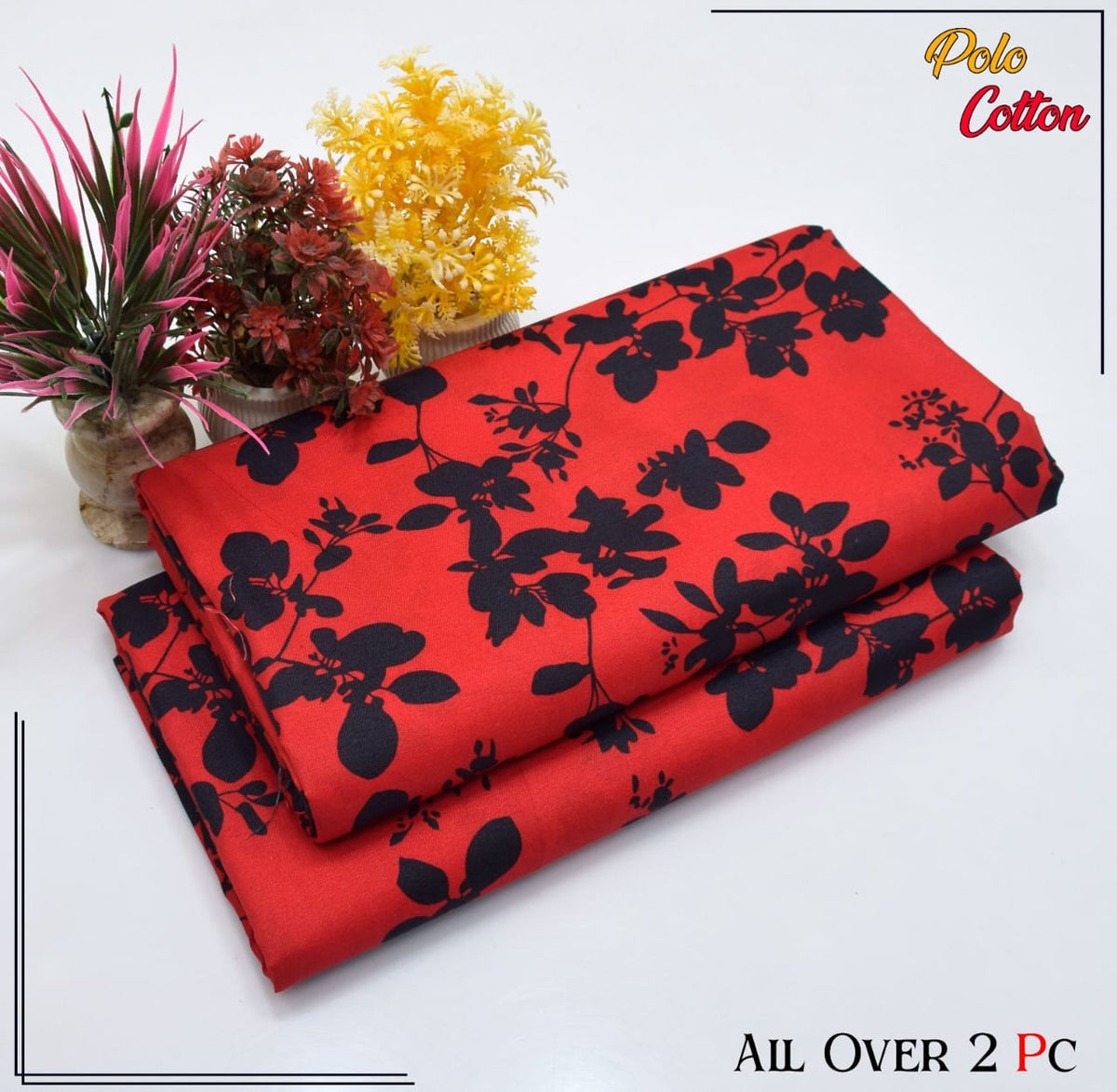Women's printed cotton polo suit, 2-piece set.