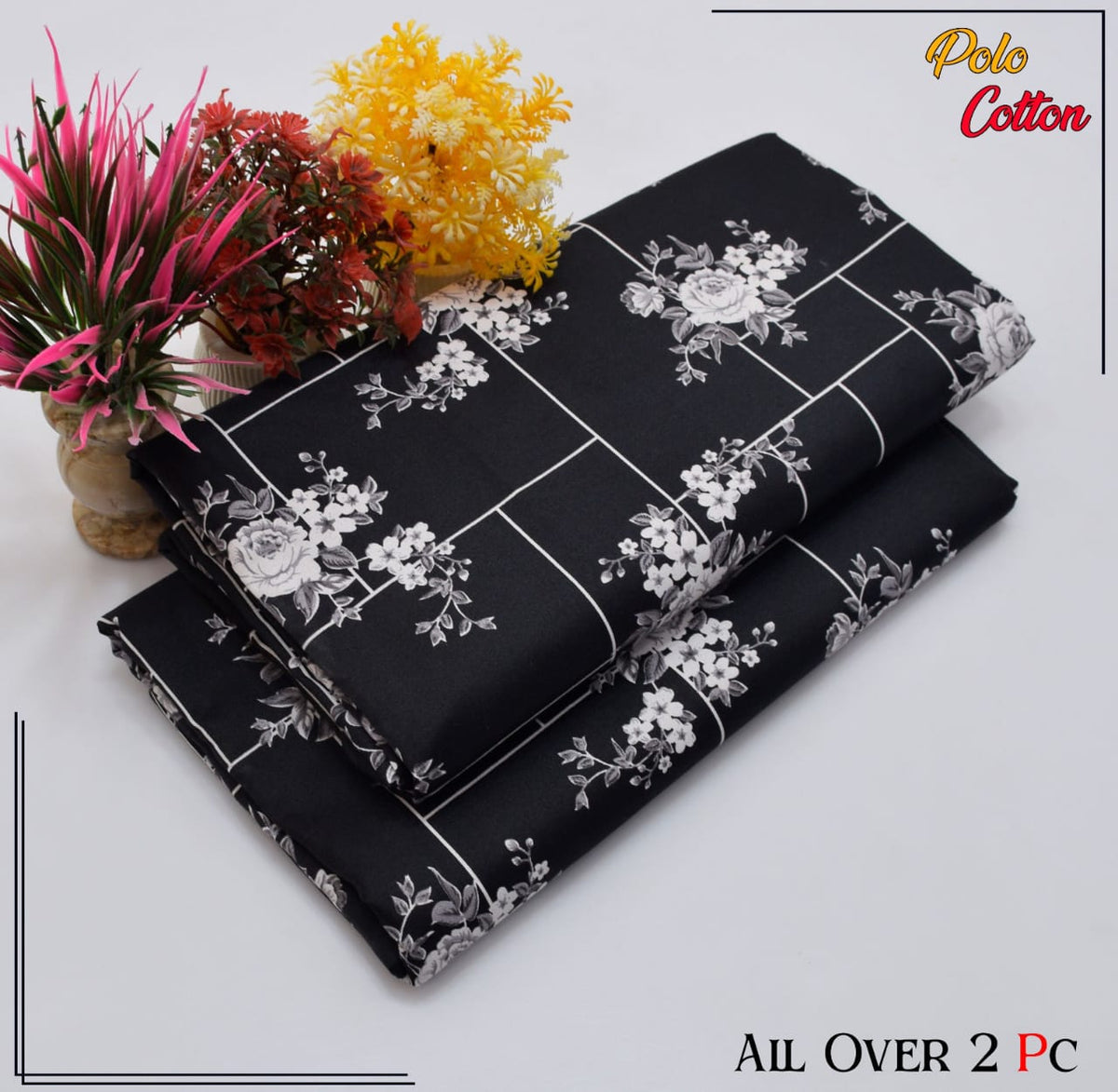 Women's Polo Cotton Printed 2PC Suit on Sale - vibrant floral design, comfortable and stylish.