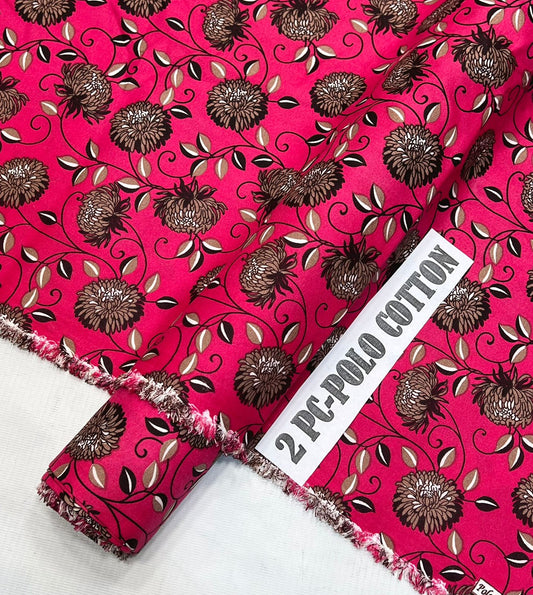 Ladies printed cotton 2PC suit set on sale, front view.
