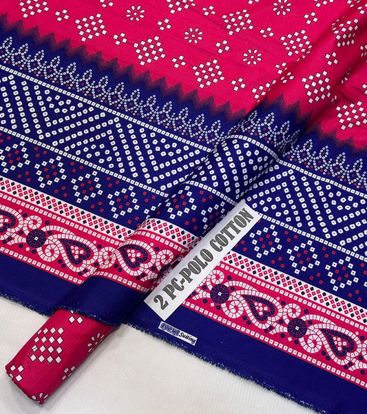 Ladies Polo Cotton Printed 2-Piece Suit PC-312, elegant and comfortable women's outfit.