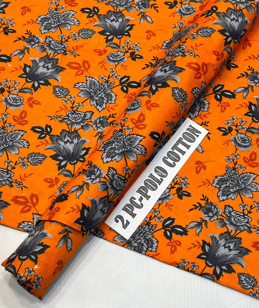 Polo cotton printed 2PC suit for ladies, sale offer, front view, comfortable and stylish.