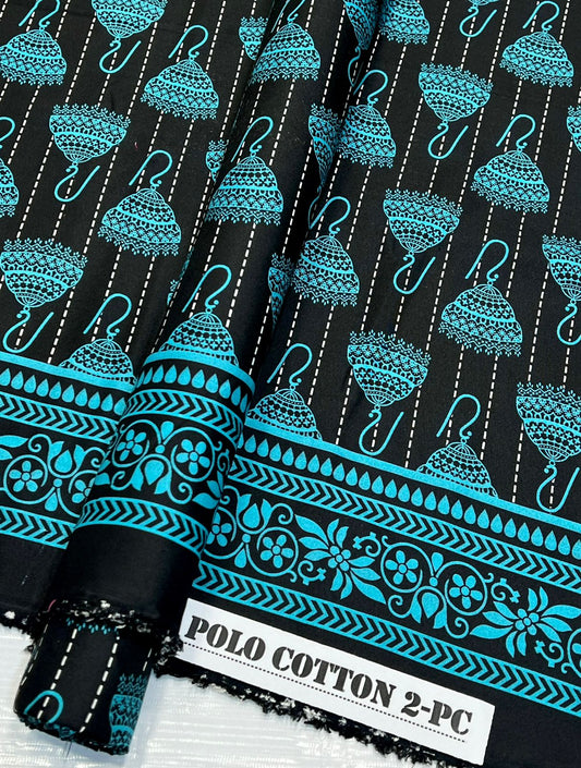 Women's Polo cotton printed 2PC suit, elegant floral design, comfortable casual wear.