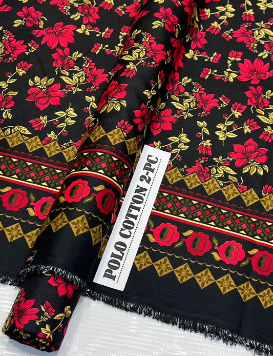 Polo Cotton Printed 2PC Suit for Women - PC-417, stylish and comfortable outfit.