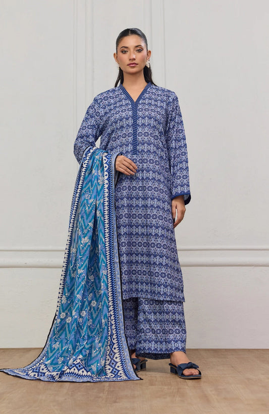 3 Piece BreezeLawn Printed UnStitched Suit with Printed Dupatta & Printed Trouser - Image 1