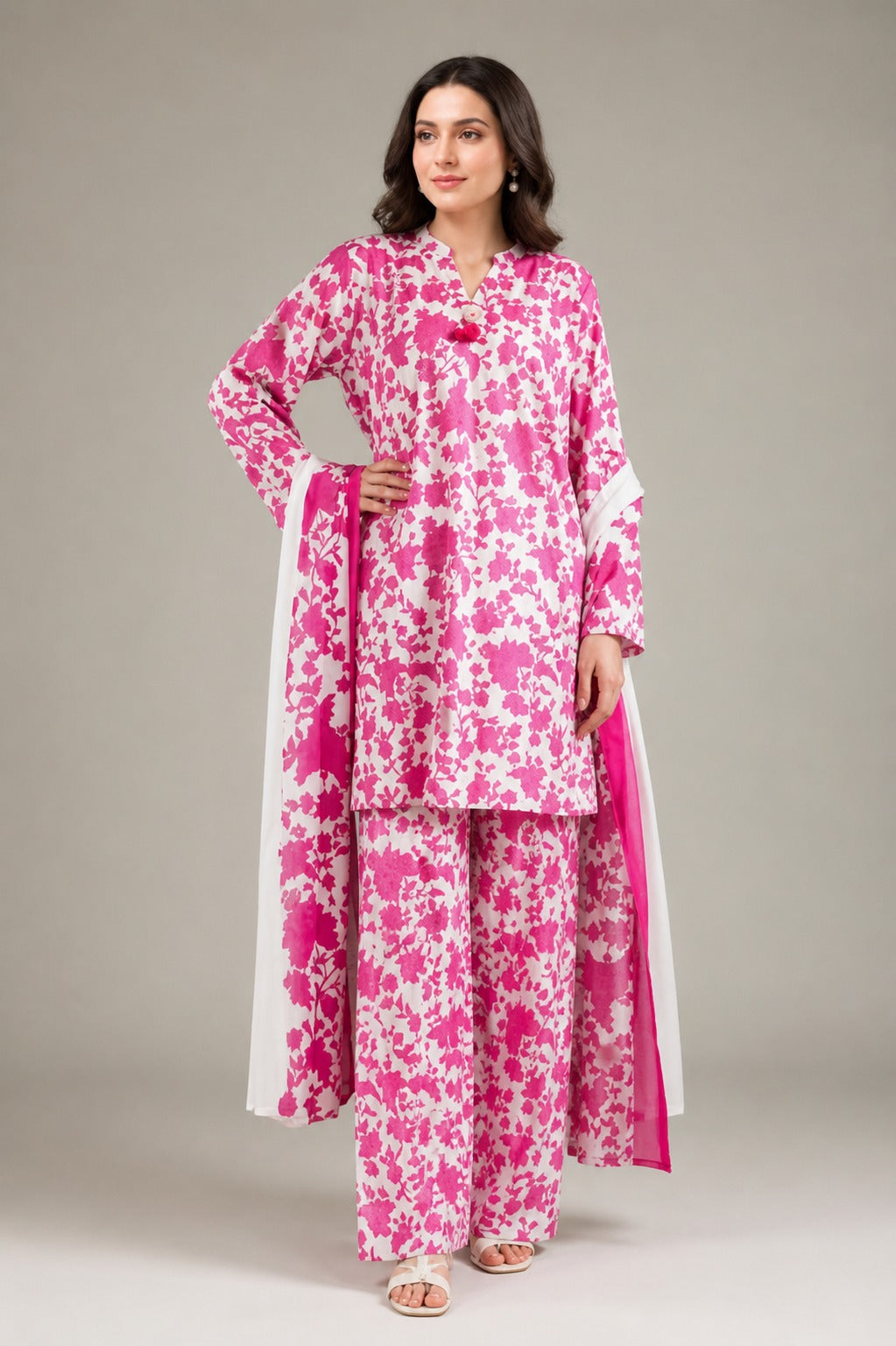 3 Piece BreezeLawn Printed UnStitched Suit with Printed Dupatta & Printed Trouser - Image 1