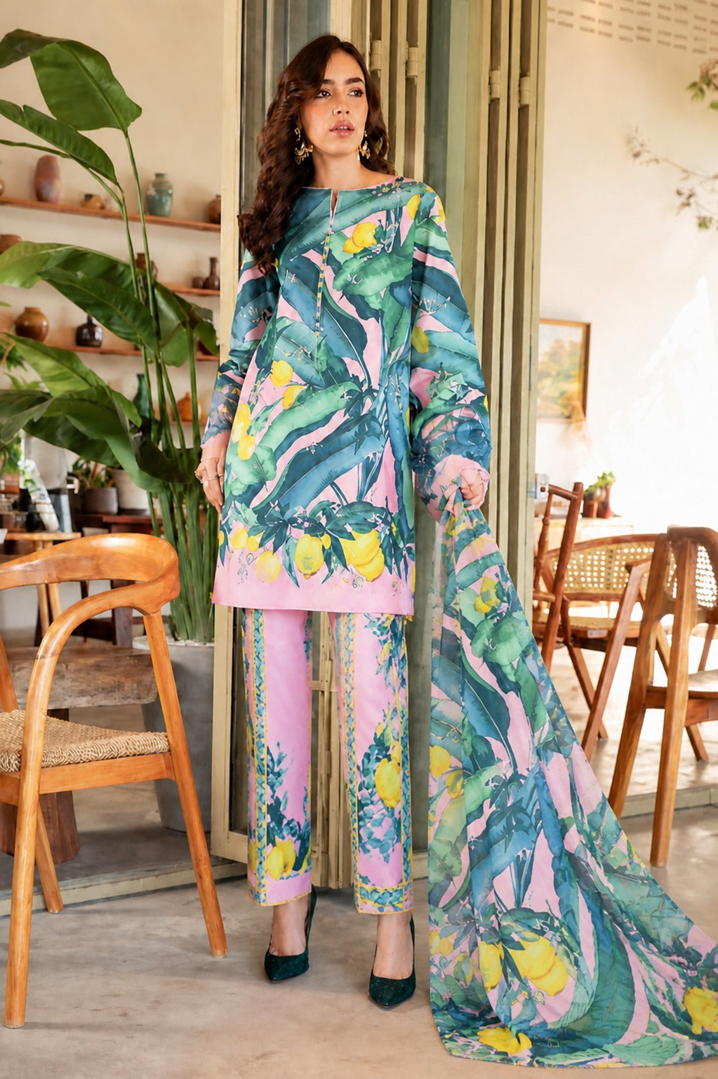 3 Piece BreezeLawn Printed UnStitched Suit with Printed Dupatta & Printed Trouser - Image 1