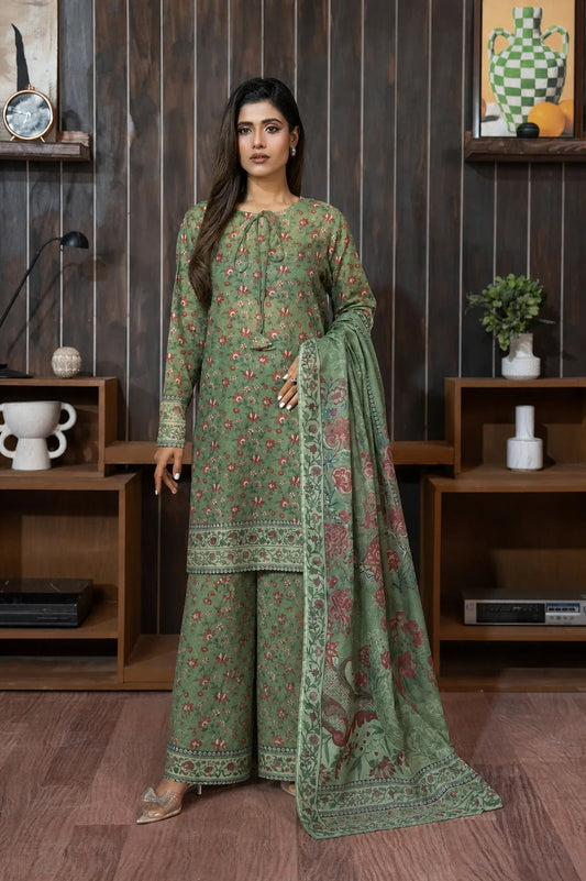 3 Piece BreezeLawn Printed UnStitched Suit with Printed Dupatta & Printed Trouser - Image 1