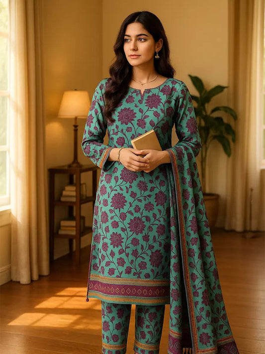 3 Piece BreezeLawn Printed UnStitched Suit with Printed Dupatta & Printed Trouser - Image 2