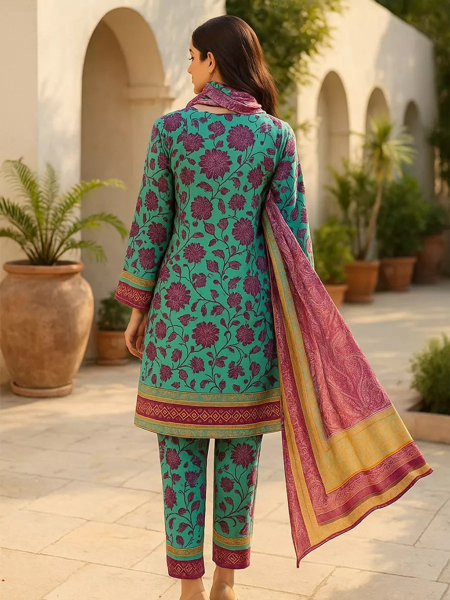 3 Piece BreezeLawn Printed UnStitched Suit with Printed Dupatta & Printed Trouser - Image 4