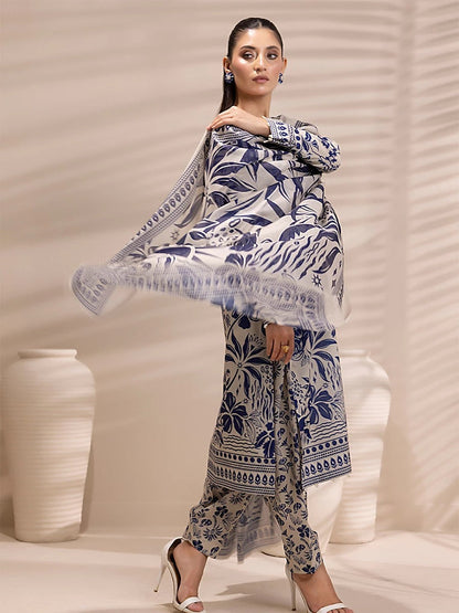 3 Piece BreezeLawn Printed UnStitched Suit with Printed Dupatta & Printed Trouser - Image 6