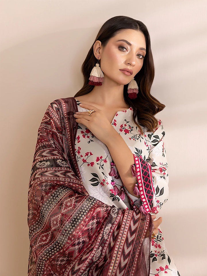 3 Piece BreezeLawn Printed UnStitched Suit with Printed Dupatta & Printed Trouser - Image 3